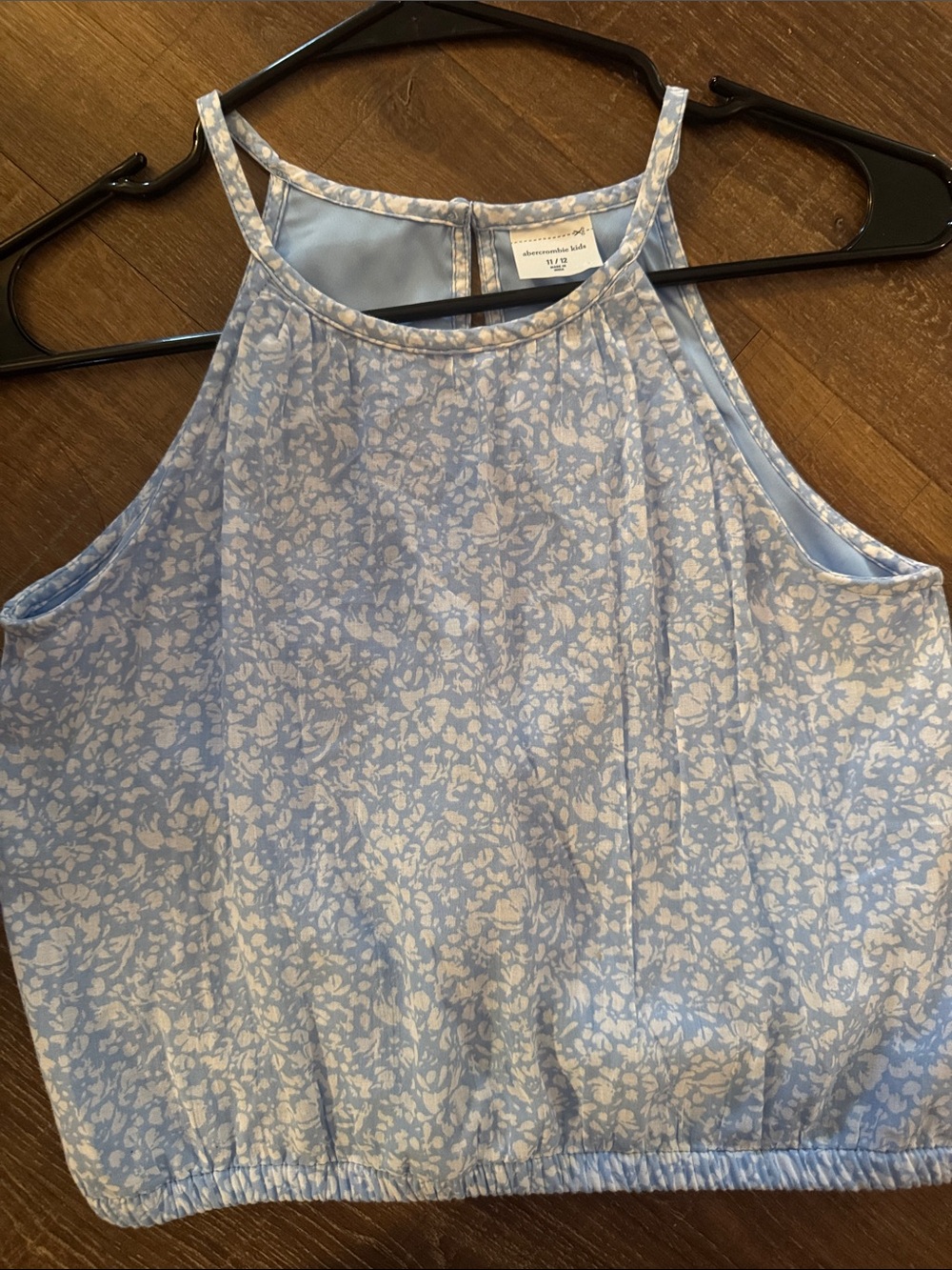 Abercrombie & Fitch Kids Blue and White Floral Halter Crop Top size 11/12